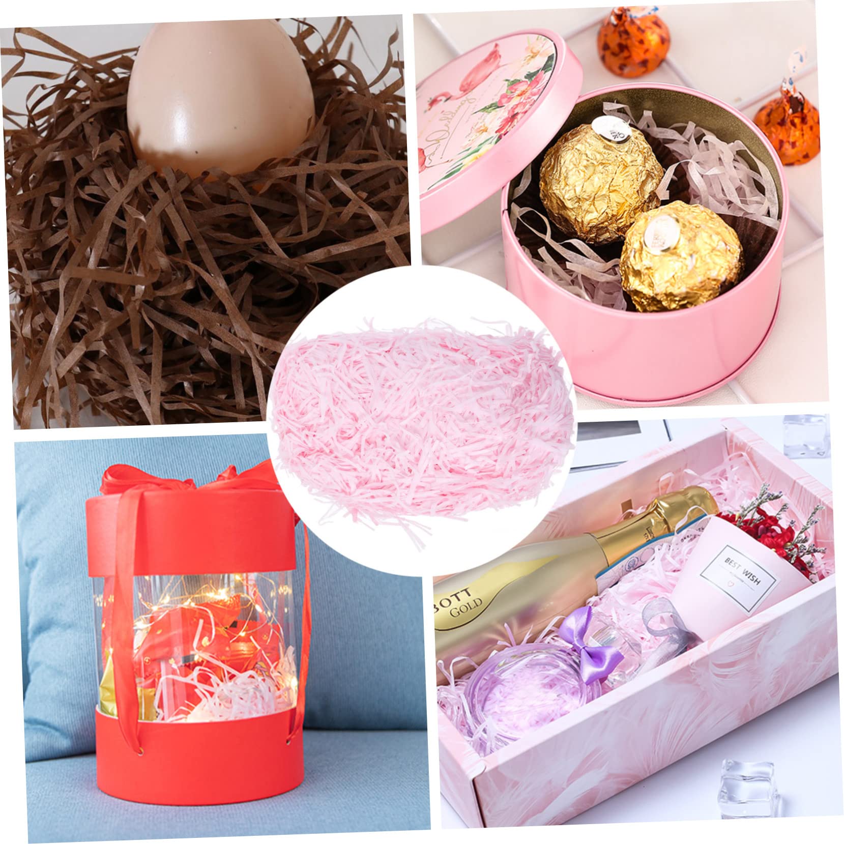 Wypełniacz do opakowań z rozdrobnionej bibuły， 3 opakowania pudełko pocięte fioletowe pudełko prezentowe fioletowy papier do pakowania(Pink,25 * 15Cm*3Pcs)