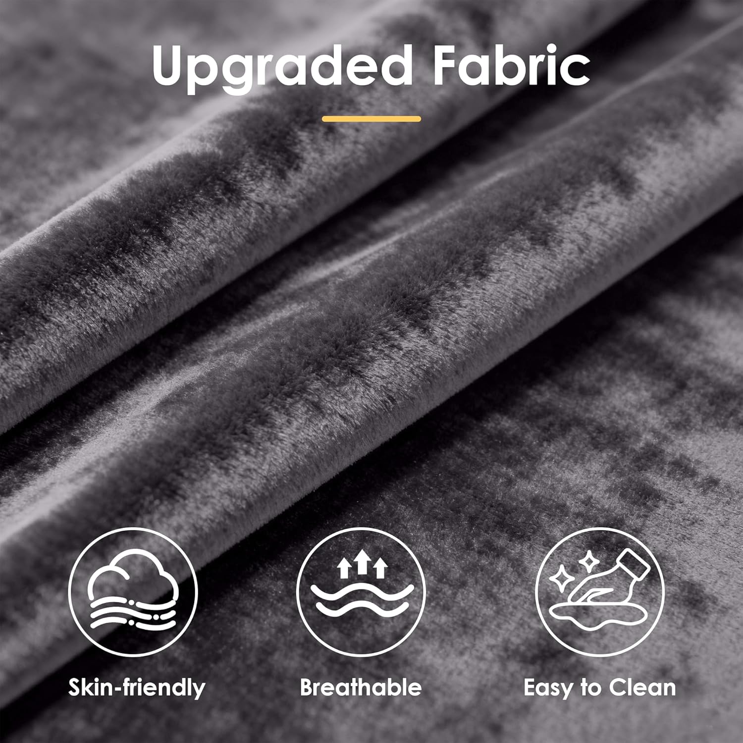 Close-up of the velvet fabric texture, highlighting its skin-friendly, breathable, and easy-to-clean properties