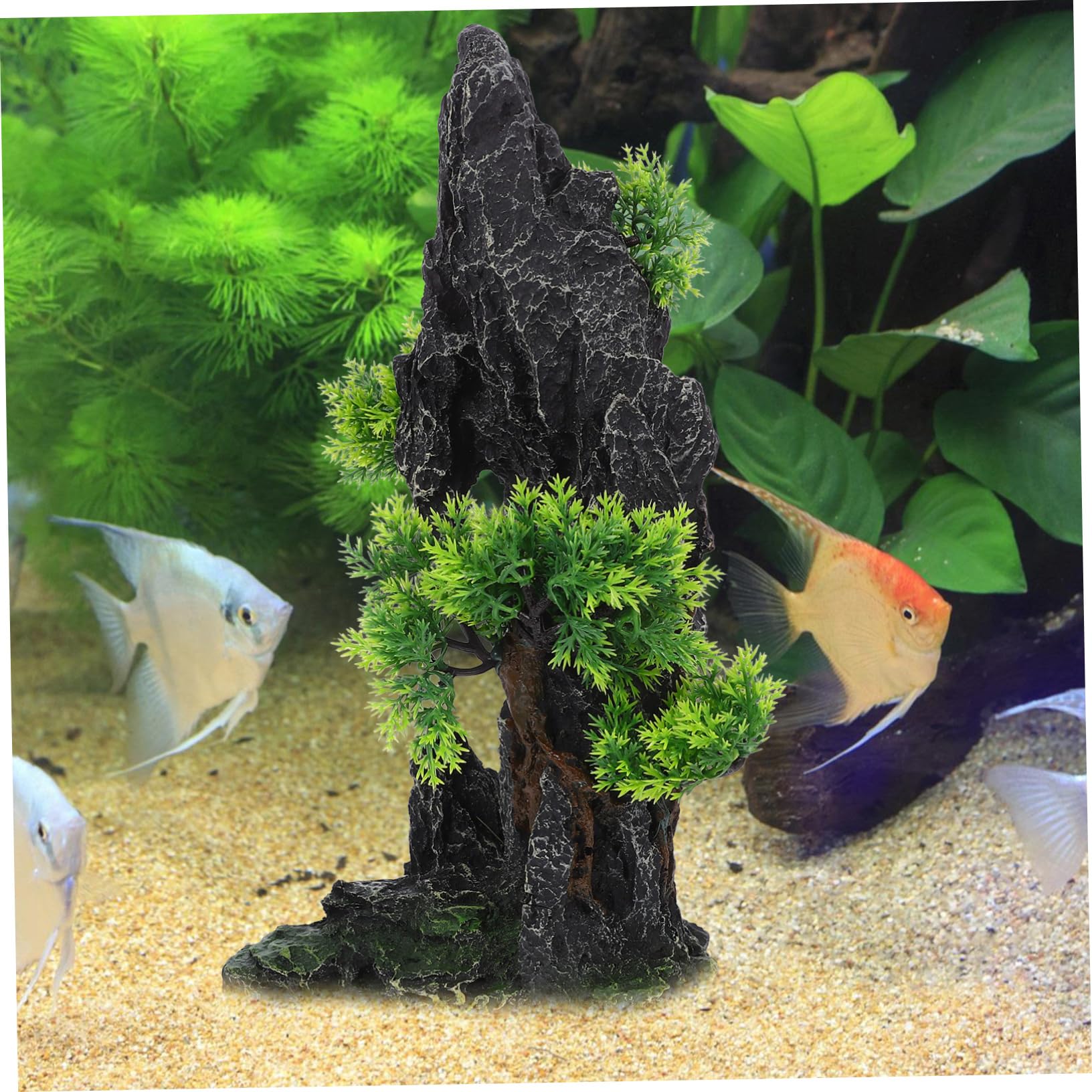 POPETPOP Decoraciones De Rocallas y Plantas Acuáticas Adorno para Acuario De Resina Figura Decorativa De Rocalla para Peceras Paisaje Artificial para Decoración De Roca Acuario