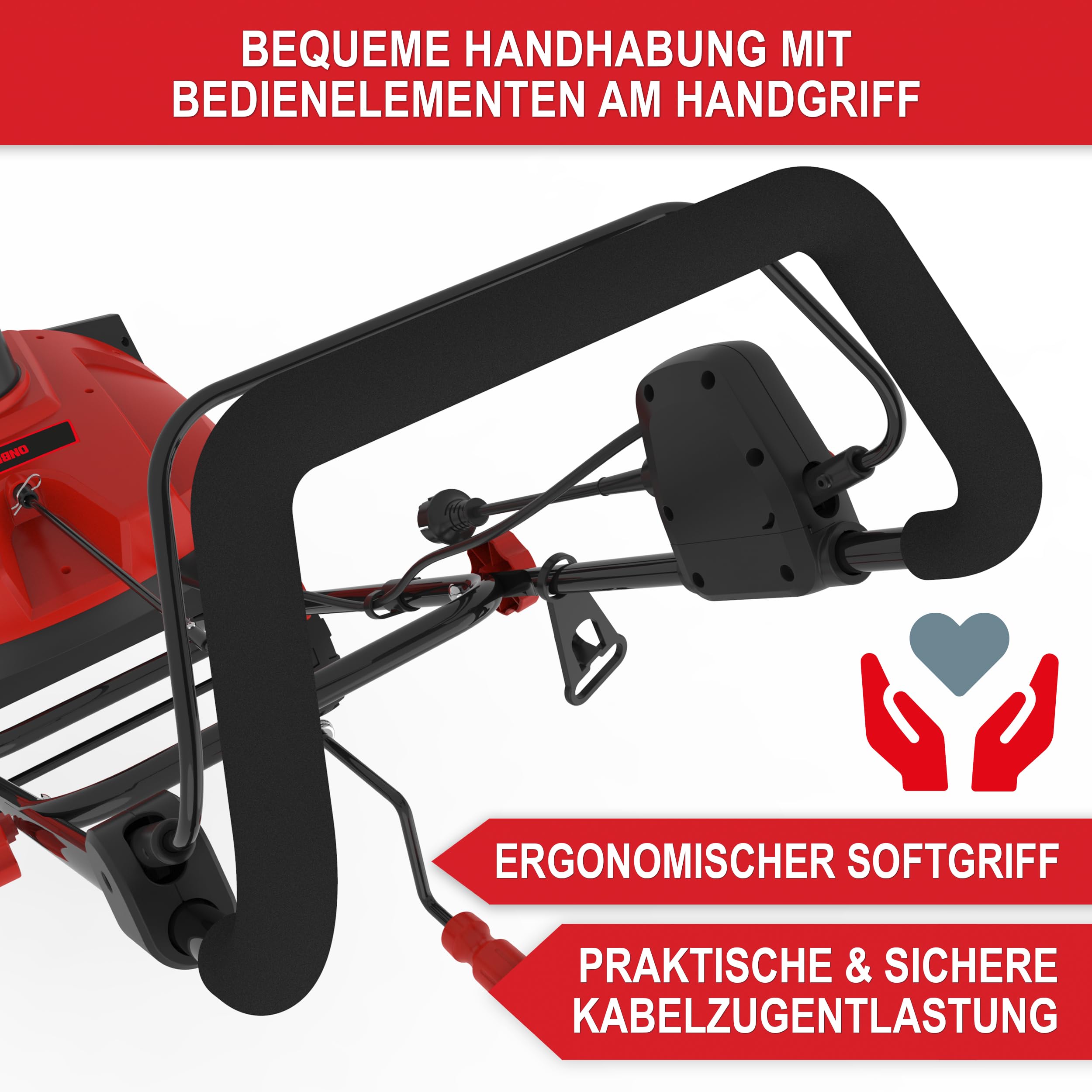 ONBEST Elektro Schneefräse – leistungsstarker 2300 Watt Elektro Motor – 50 cm Arbeitsbreite – LED-Scheinwerfer – 25 cm Arbeitshöhe – 9 m Auswurfweite – Kabelzugentlastung – Electric Snow Blower