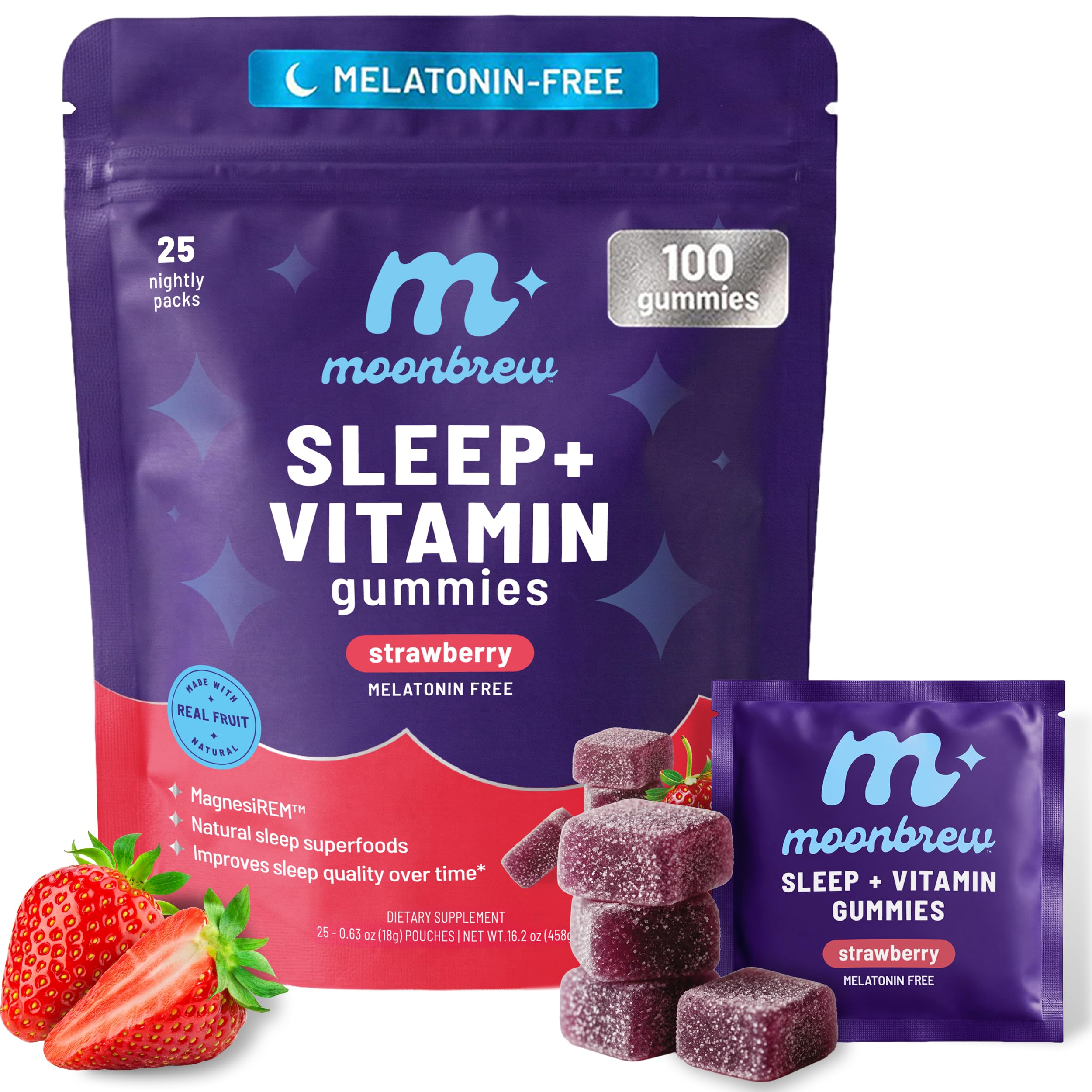 MoonBrew Strawberry Sleep Vitamin Gummies