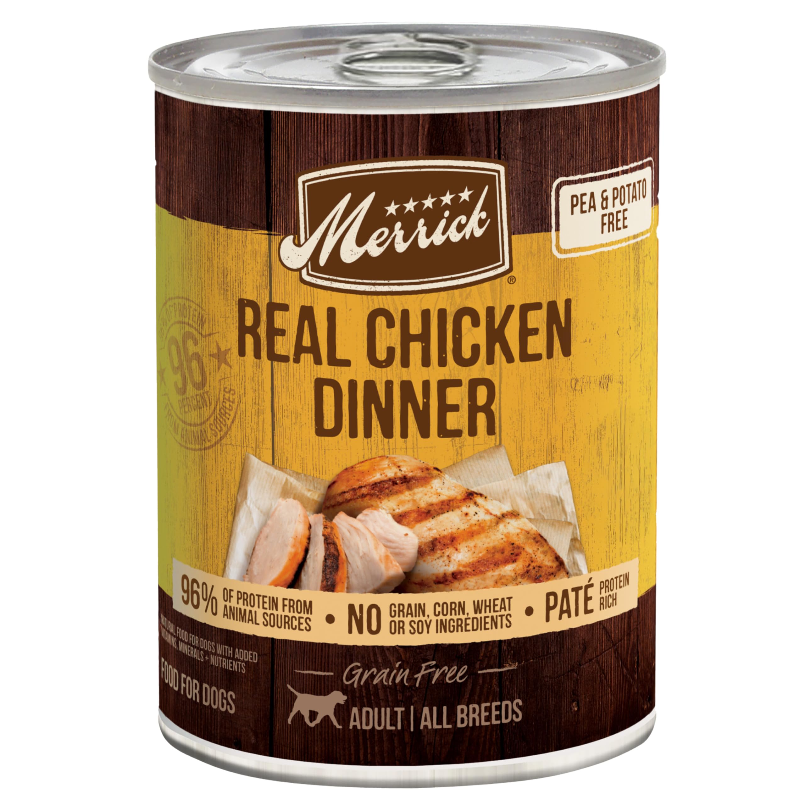 Grain Free Premium And Natural Canned Dog Food, Soft And Healthy Wet Recipe, Real Chicken Dinner - (Pack of 12) 12.7 oz. Cans