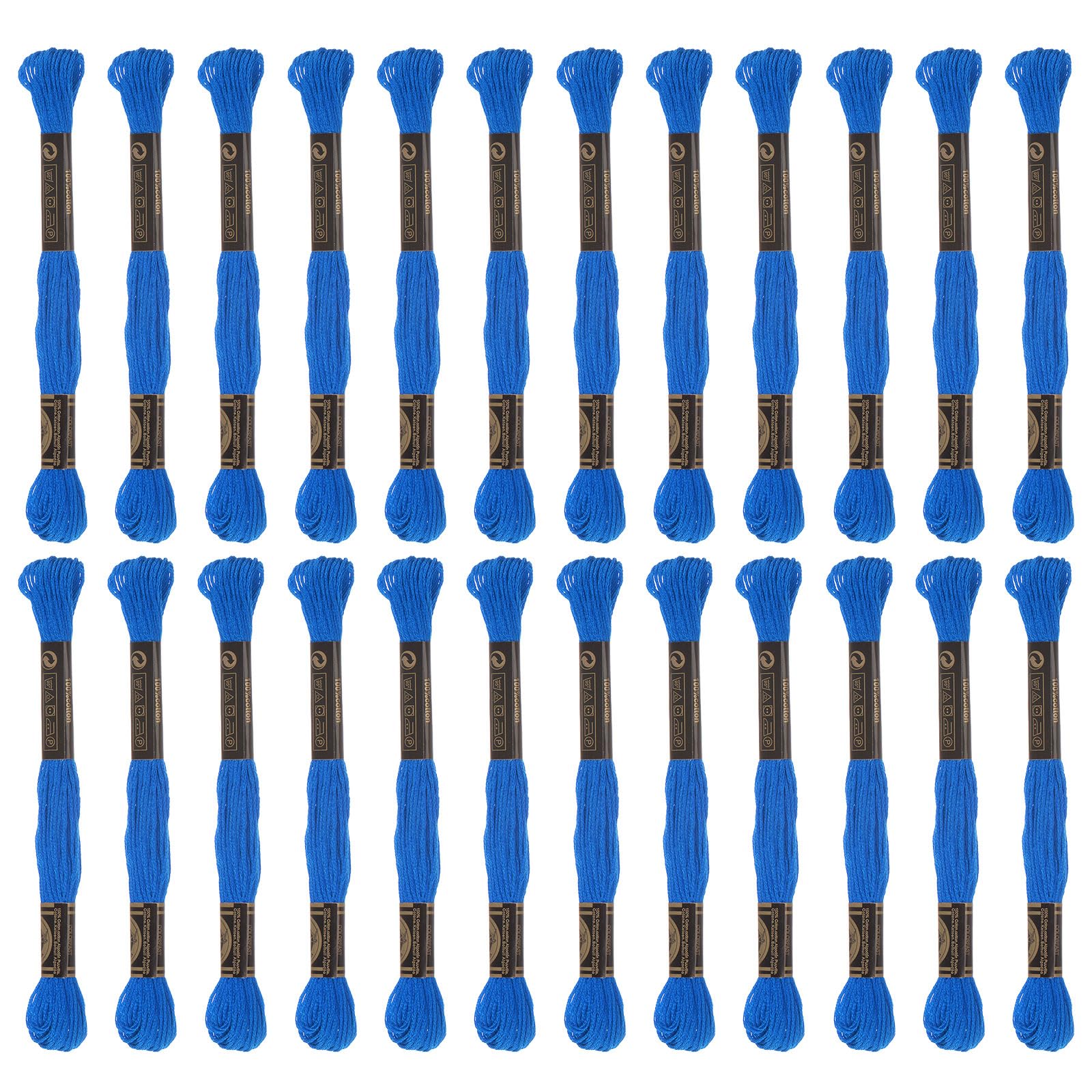sourcing map 24 Stränge Stickgarn à 8m Lang Baumwolle Thread für Stickprojekte Armbänder Basteln Embroidery Kreuzstich Häkeln (Blau)