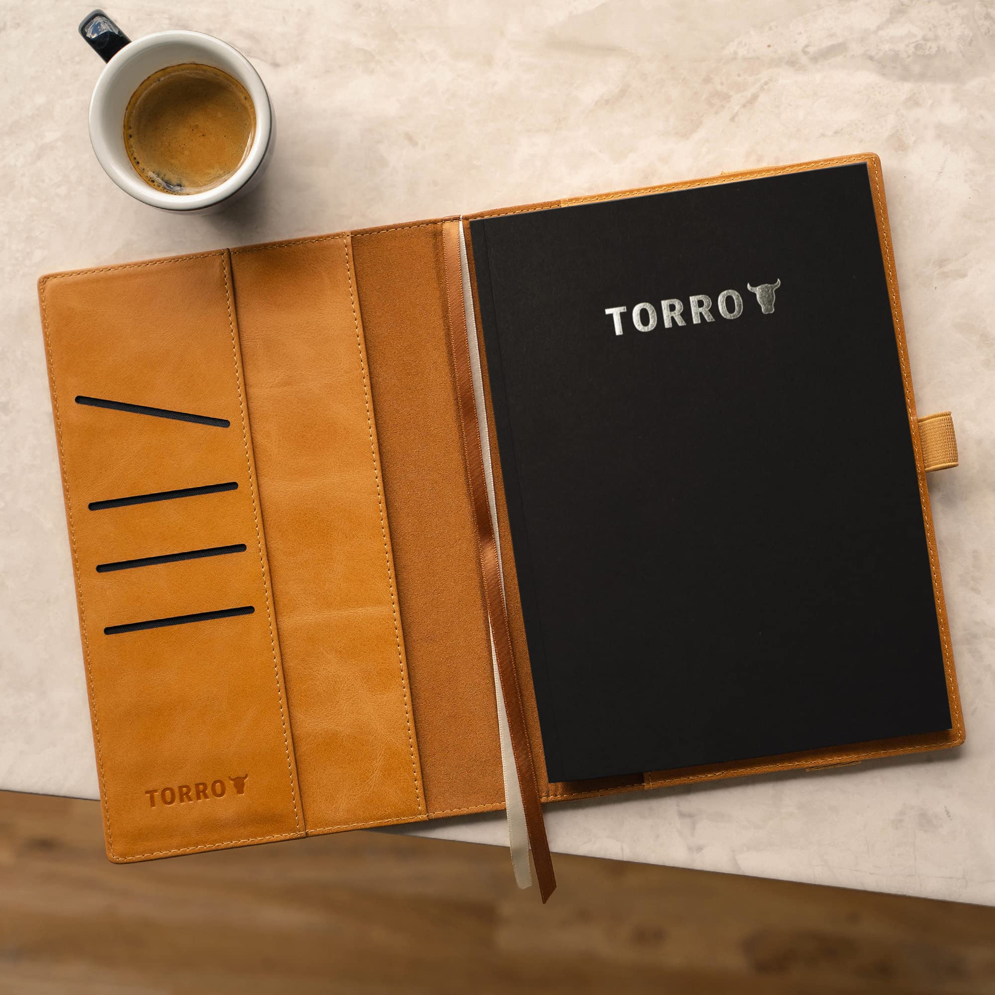 TORRO Couverture Cuir Véritable A4 Noir Et Rouge - Élégante Et Robuste Pour Carnet Rechargeable Avec Recharge Incluse