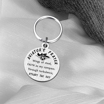 Pilot Gifts for Men Women - Aviators Prayer Keychain - Aviation or Air Force Graduation, Christmas, Deployment Gift for Pilots, Flight Instructors & Airmen