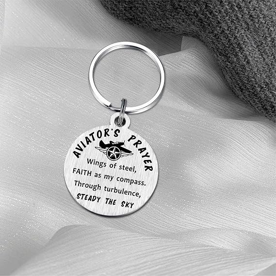 Pilot Gifts for Men Women - Aviators Prayer Keychain - Aviation or Air Force Graduation, Christmas, Deployment Gift for Pilots, Flight Instructors & Airmen