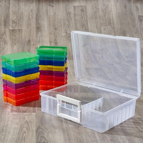 MATANA Grande Boîte de Rangement & Organisateur de Photos avec Étiquettes pour 1600 Photos 4R, Travaux Manuels, Autocollants, Timbres & d'autres Petits Objets - Multifonctionnel & Pratique - 8