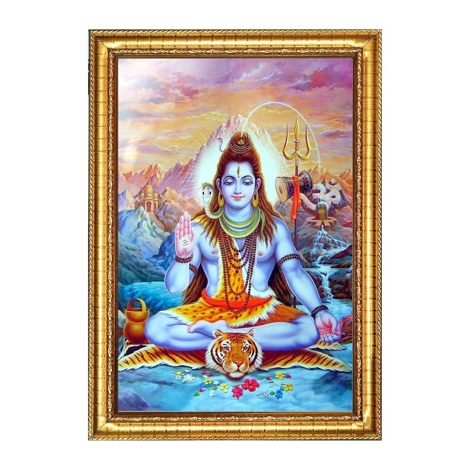 shankar shivling Ujjain's Shri Mahakaleshwar Temple shankar with Plastic Frame Painting (Mahakal 8)