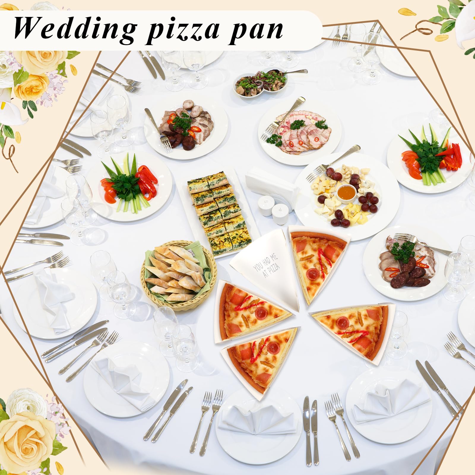Tioncy 50 cajas de pizza a granel de 9.65 x 7.28 x 1.77 pulgadas, desechables, platos de cuña para pizza, bandeja triangular para boda, bandeja de cartón, soporte para cumpleaños, boda, despedida de