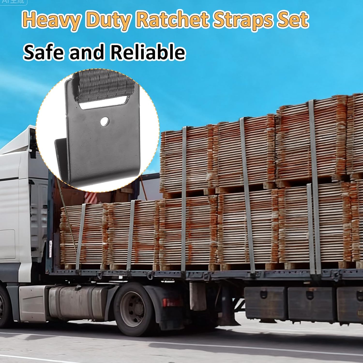 DAJAVE 4 Pack Flat Hook Ratchet Straps-2 Inch Ratchet Straps Heavy Duty 20ft Tie Down Straps Ratchet-10000 LBS Break Strength -Cargo Ratchet Strap for Moving, Flatbed, Truck, Trailers, Black - Image 4