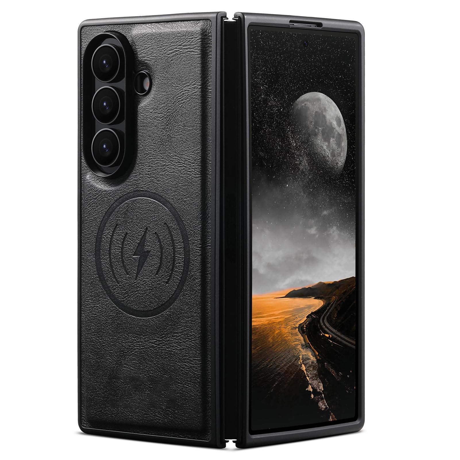 Magnetica Cover per Samsung Galaxy Z Fold 8 Ultra, Pelle Protezione | Anti-Impronte Guscio Sottile Ricarica Wireless Ultra Sottile Paraurti in TPU Morbido Caso,Nero,Fold 8 Ultra