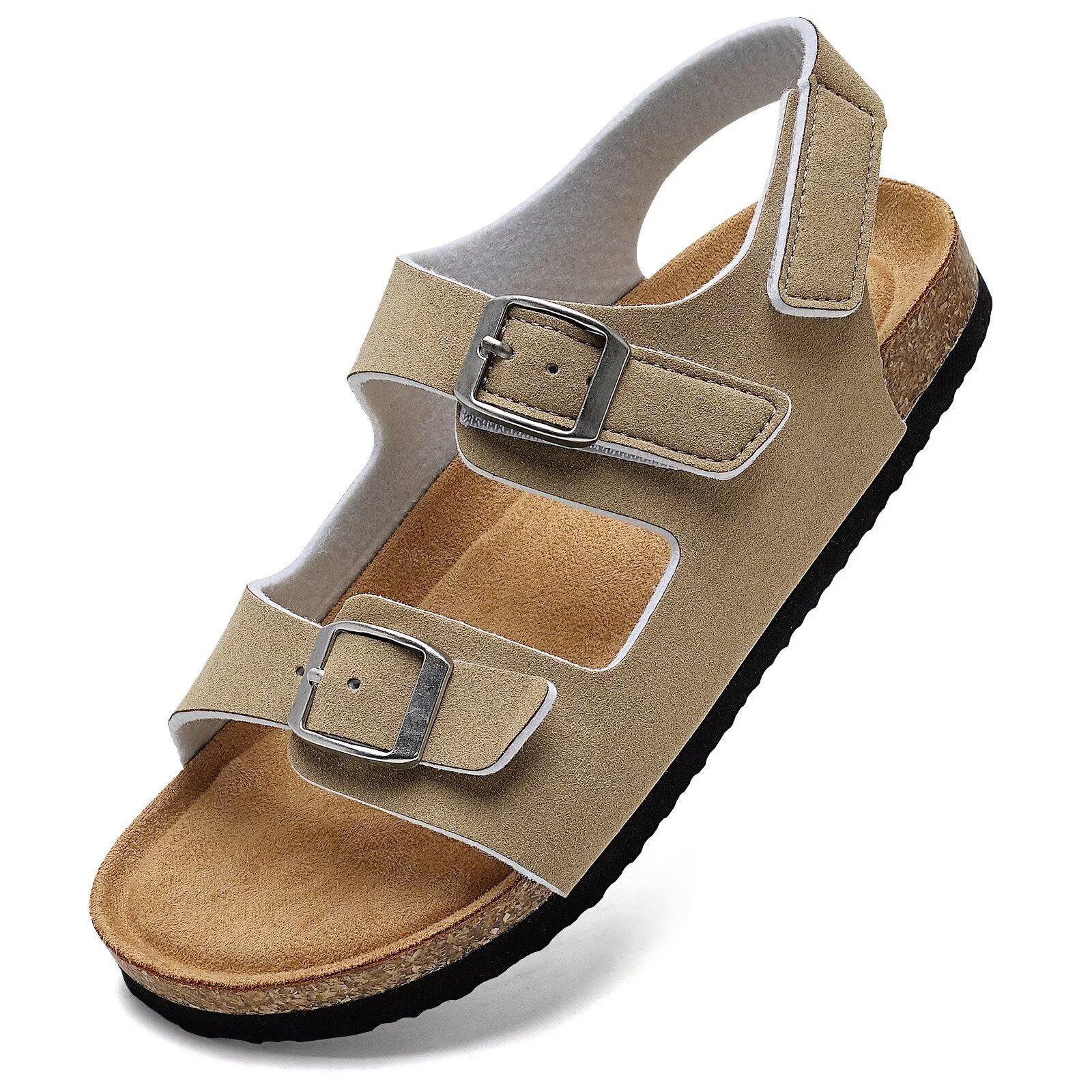 Torotto Toddler Kids Sandals Boys Girls Cork Footbed Sandals with Adjustable Buckle Casual Slides Open Toes Flat