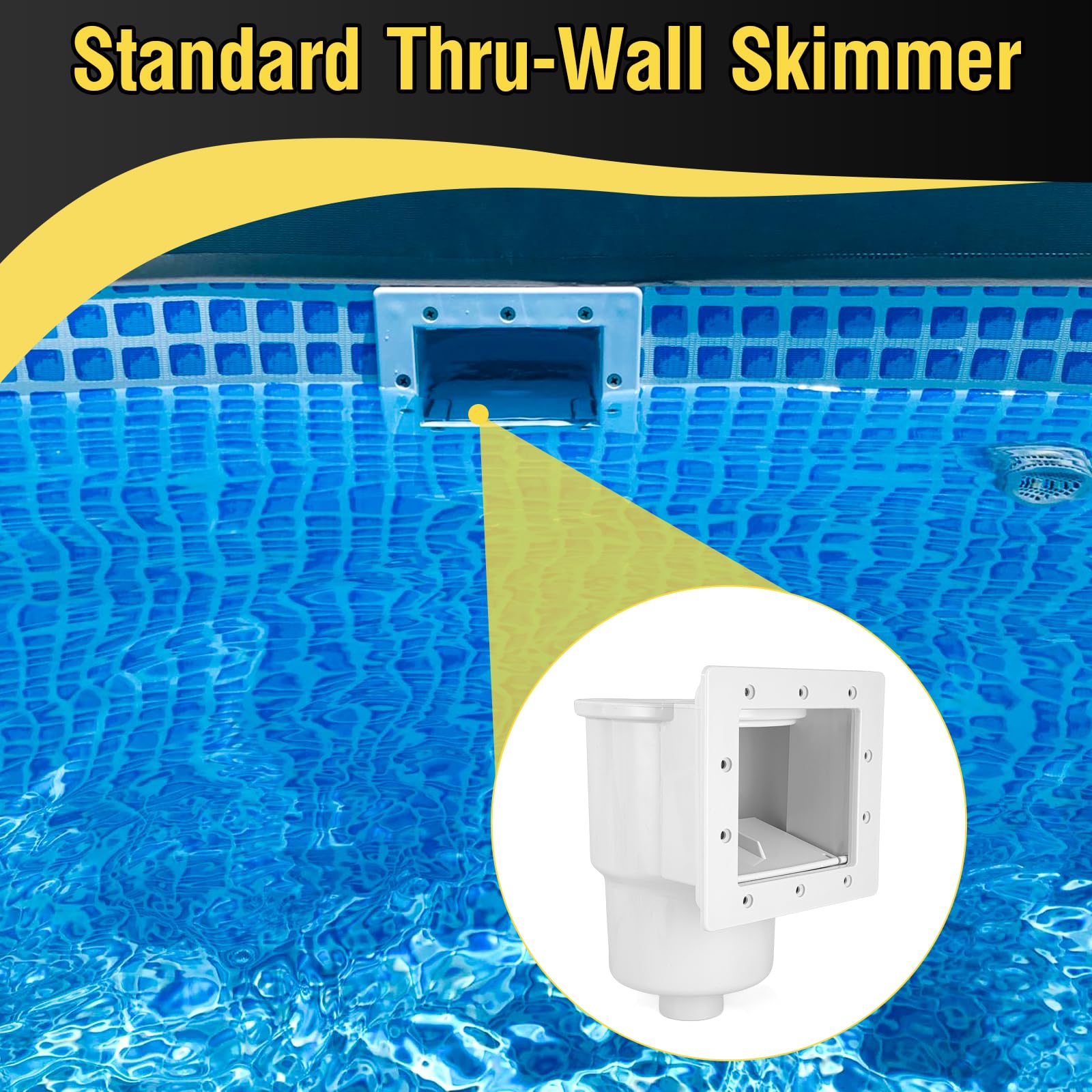 Skimmer per piscina fuori terra, skimmer standard da parete per piscina, sistema completo di skimmer fuori terra (bianco)
