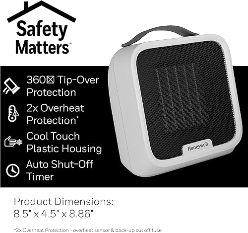 Miniatura 5 de Honeywell UberHeat Plus - Calentador de cerámica para habitaciones pequeñas, color blanco