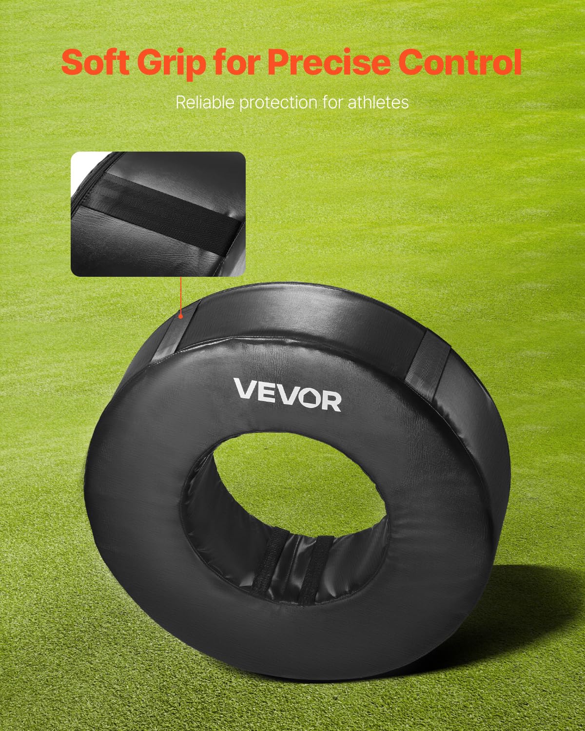 VEVOR Roue de Plaquage de Rugby en PVC Imperméable et Éponge Haute Densité, Matériels d’Entraînement de Football Américain avec Sangles, Équipement pour Exercices Tacle Blocage Défense, Noir