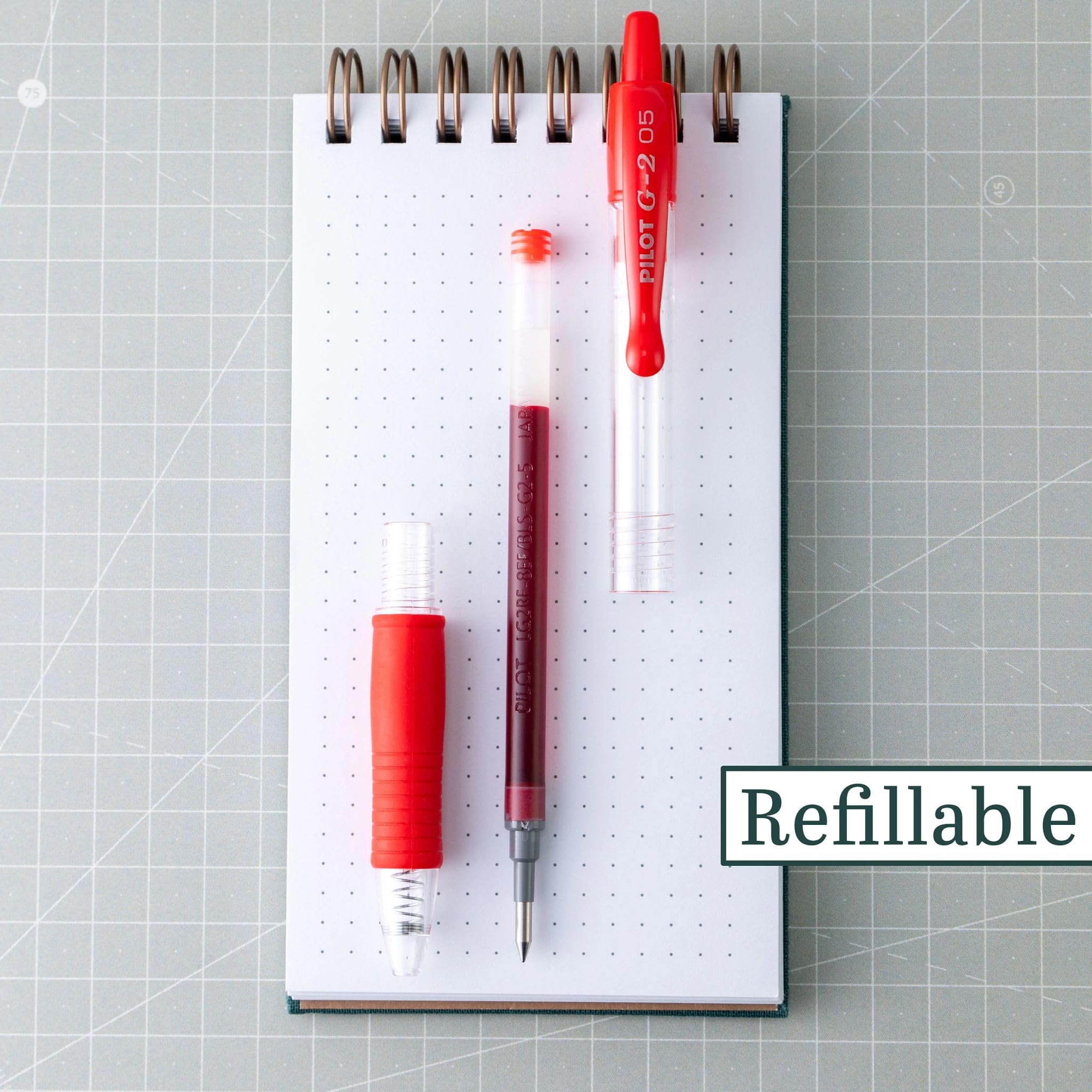 G-Knock BeGreen Roller Ball Retractable Gel Pen Red Ink Fine Dozen 