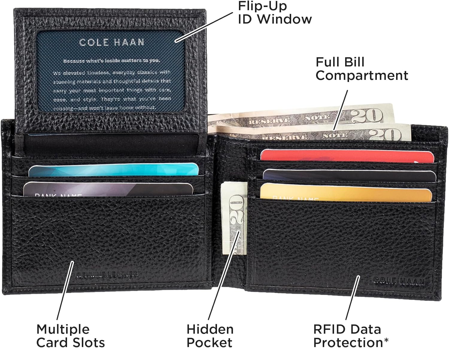 Cole Haan Men's Leather Everyday Bifold RFID Wallet - Image 3