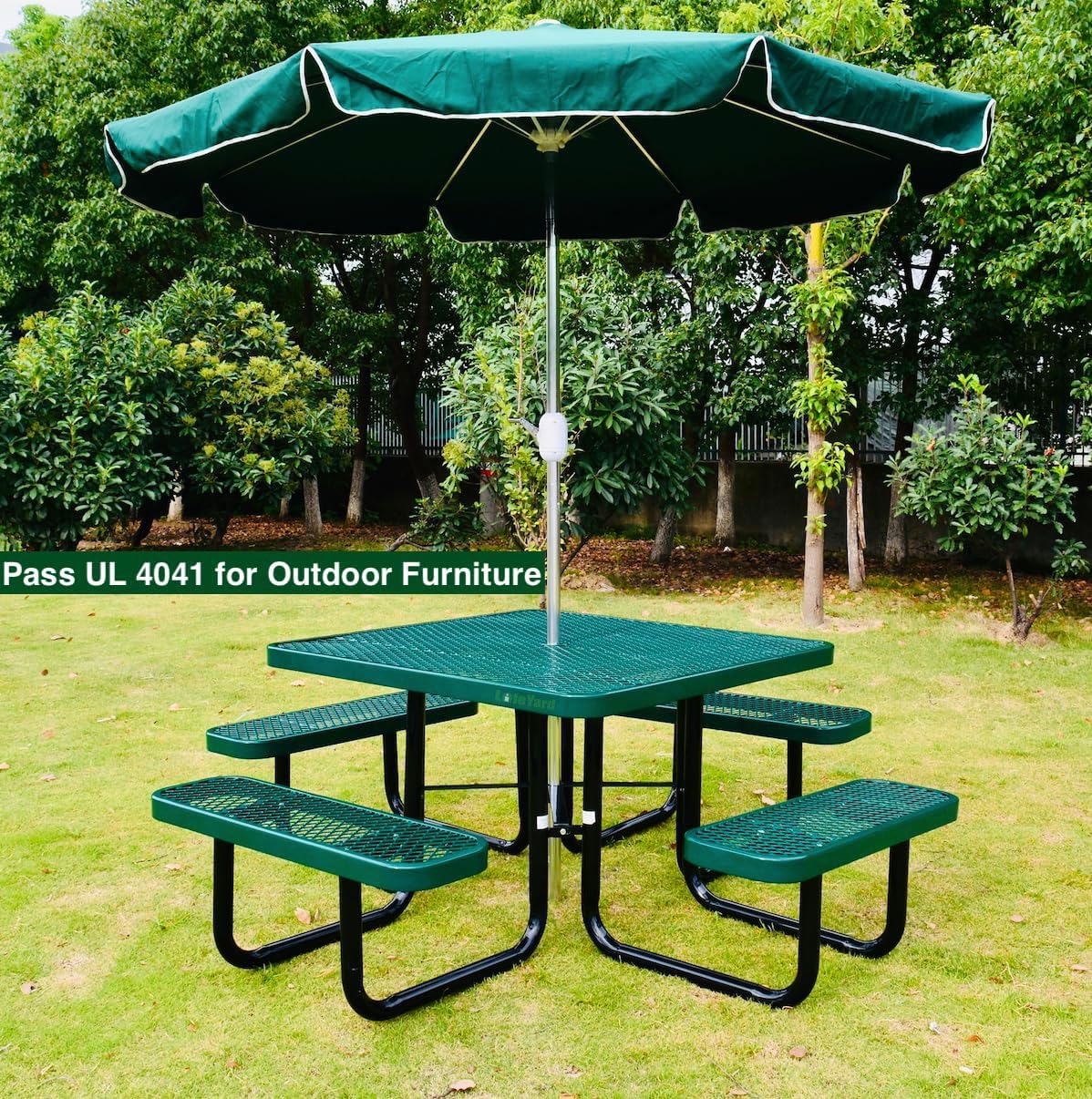 Heavy Duty 46" Steel Square Picnic Table,Expanded, Metal Outdoor Table (Green)