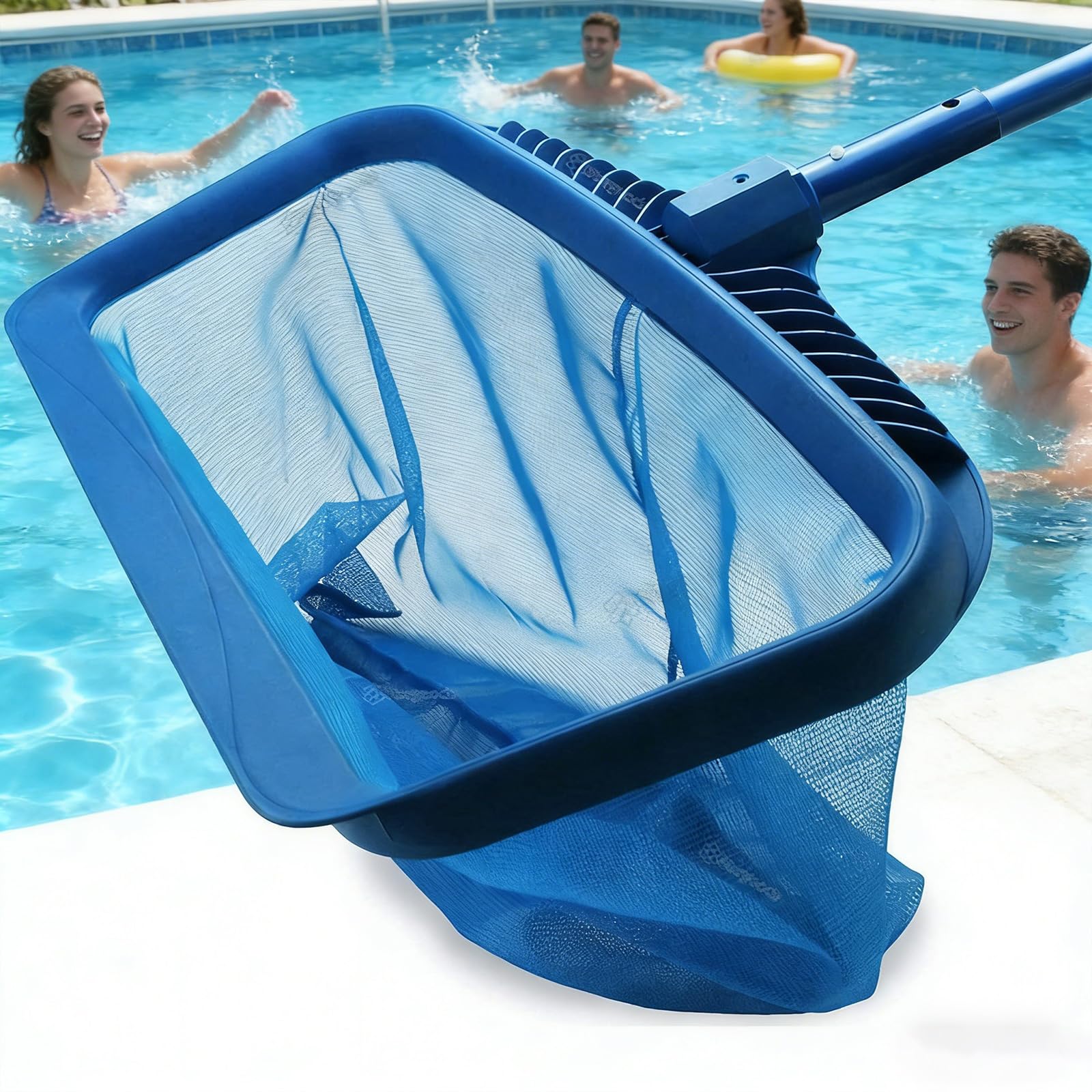 Rete rimovibile per la pulizia della piscina, strumento per la manutenzione della piscina, con asta in alluminio da 1,1 m, strumento di pulizia multifunzione di lunga durata