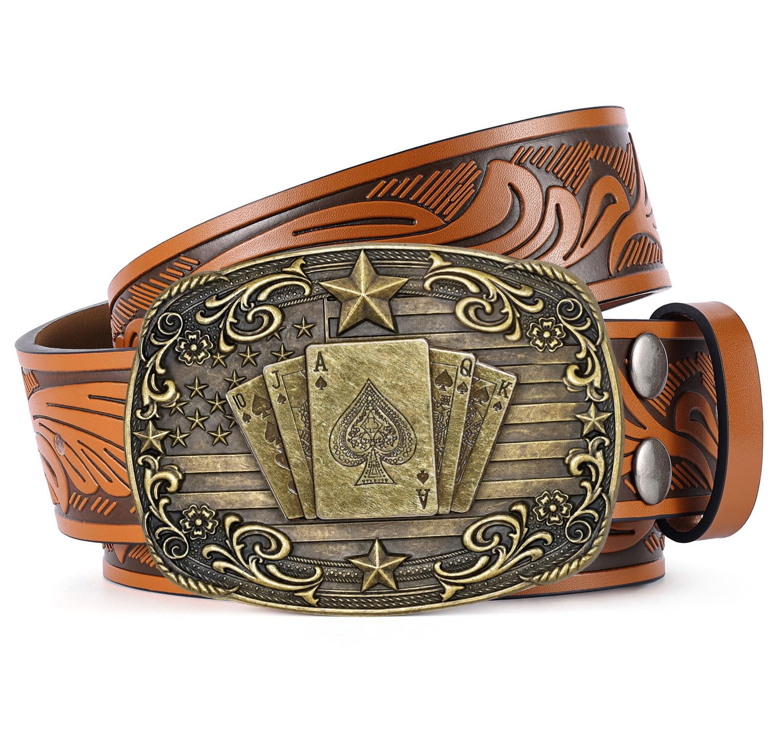 Western Cowboy Belts for Men Women Mens Western Cowboy Belt Bull Buckle