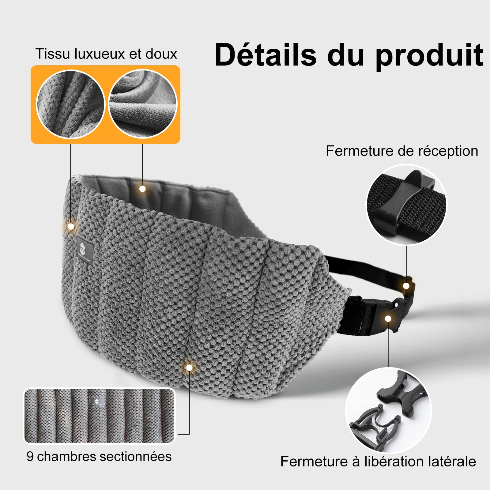 UNCN Coussin Chauffant Dos Micro Ondes 78 x 19cm Bouillotte Micro-onde Avec Bretelles Réglables - Lavande et Plantes Bienfaisantes -Tissu de polar fleece