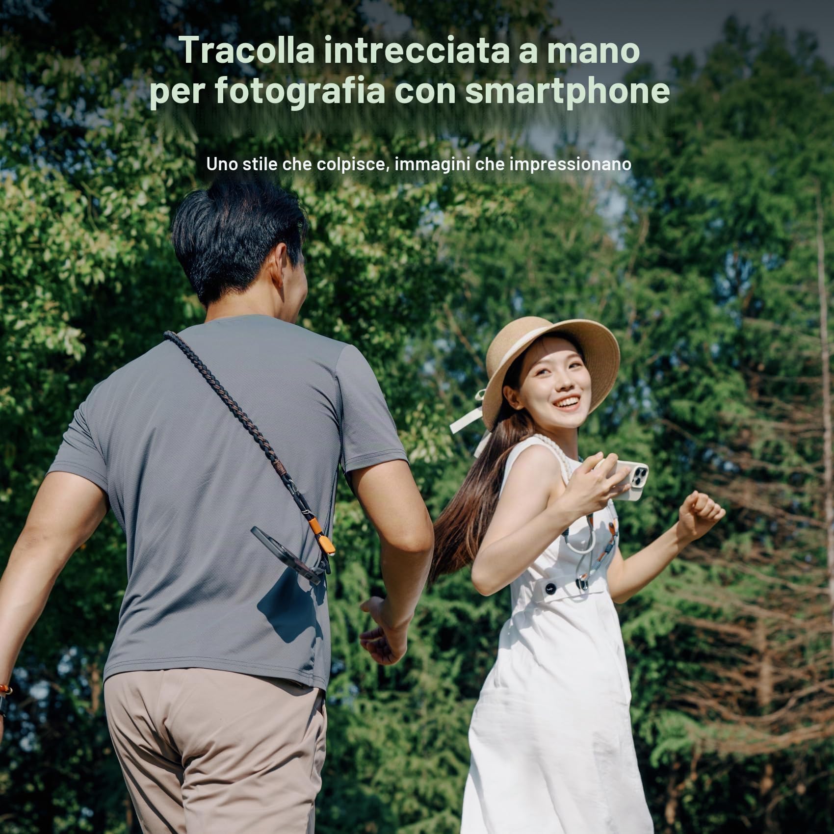 PGYTECH LinkGo Tracolla Fotografica per Smartphone, Cinturino in Nylon Regolabile, con Perla a Sgancio Rapido e Panno di Pulizia, Compatibile con iPhone, Android e Altri Smartphone