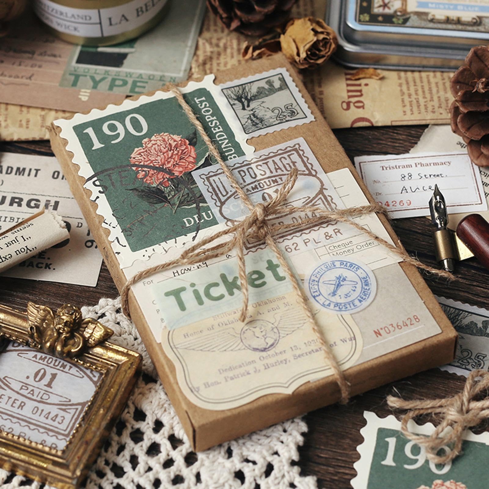80 adesivi di carta vintage per scrapbooking, adesivi estetici retrò