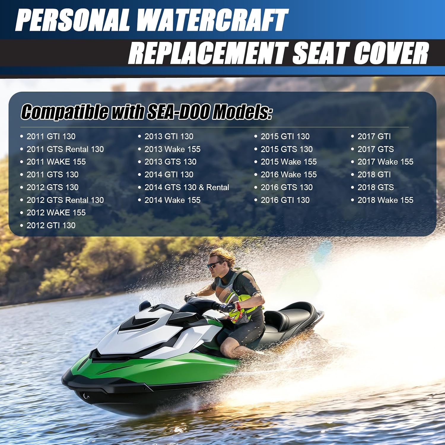 Seat Cover Replacement for Sea-Doo GTI GTS 130 Wake 2011-2018