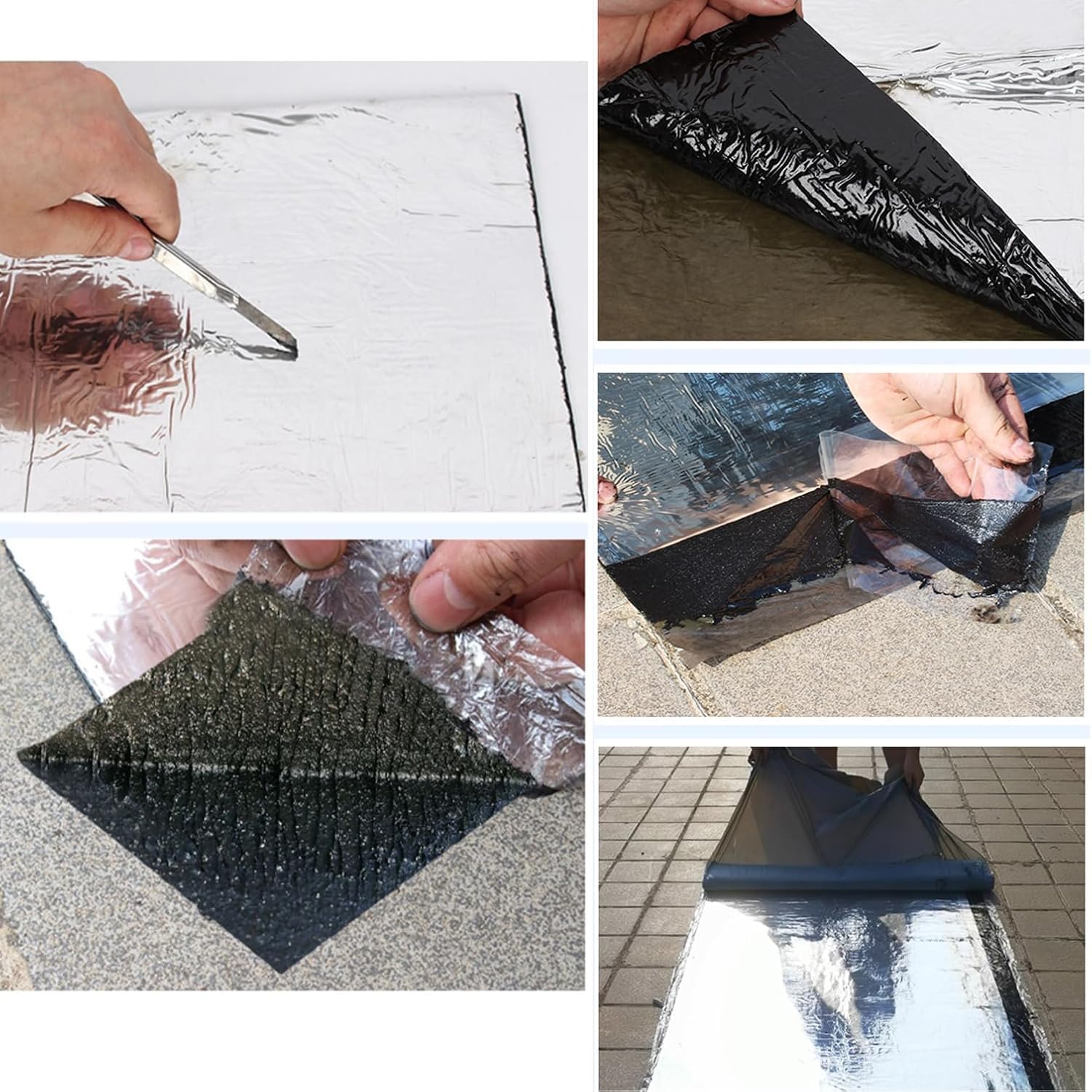 Genérico 2 Rollos de Cinta Impermeable para reparación de techos, Cinta autoadhesiva de butilo, betún con lámina de Aluminio para Paredes, Suelos, desvanes, Aislamiento térmico, sellador de Asfalto,
