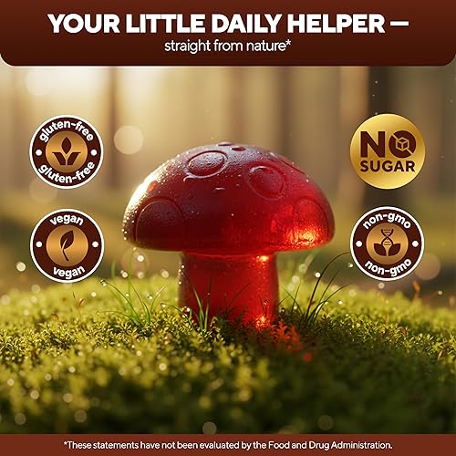 Miniatura 4 de Gomitas de hongos para adultos Suplemento de hongos 10 en 1 fabricado en Estados Unidos Complejo de hongos con melena de león, cordyceps, cola de