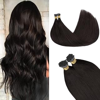 GOO GOO I Tip Hair Extensions, Real Human Hair, 22inch 100g 100S, Cold Fusion I Tip, Invisible Remy, 2 Dark Brown