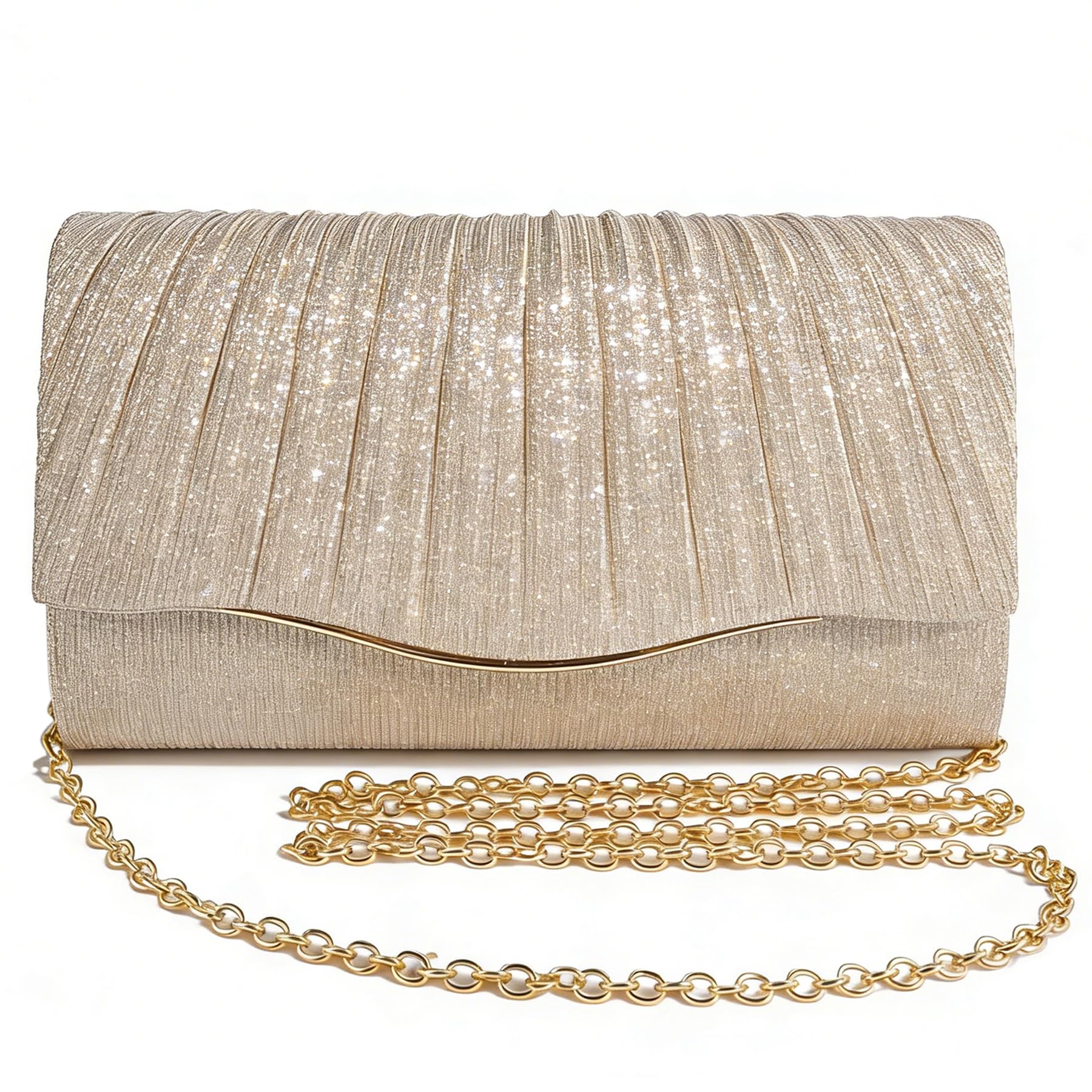 GIFIKOI Clutch Purses for Women Evening Handbags for Formal Wedding Party Cocktail Prom Crossbody Shoulder Shiny Envelope Bag