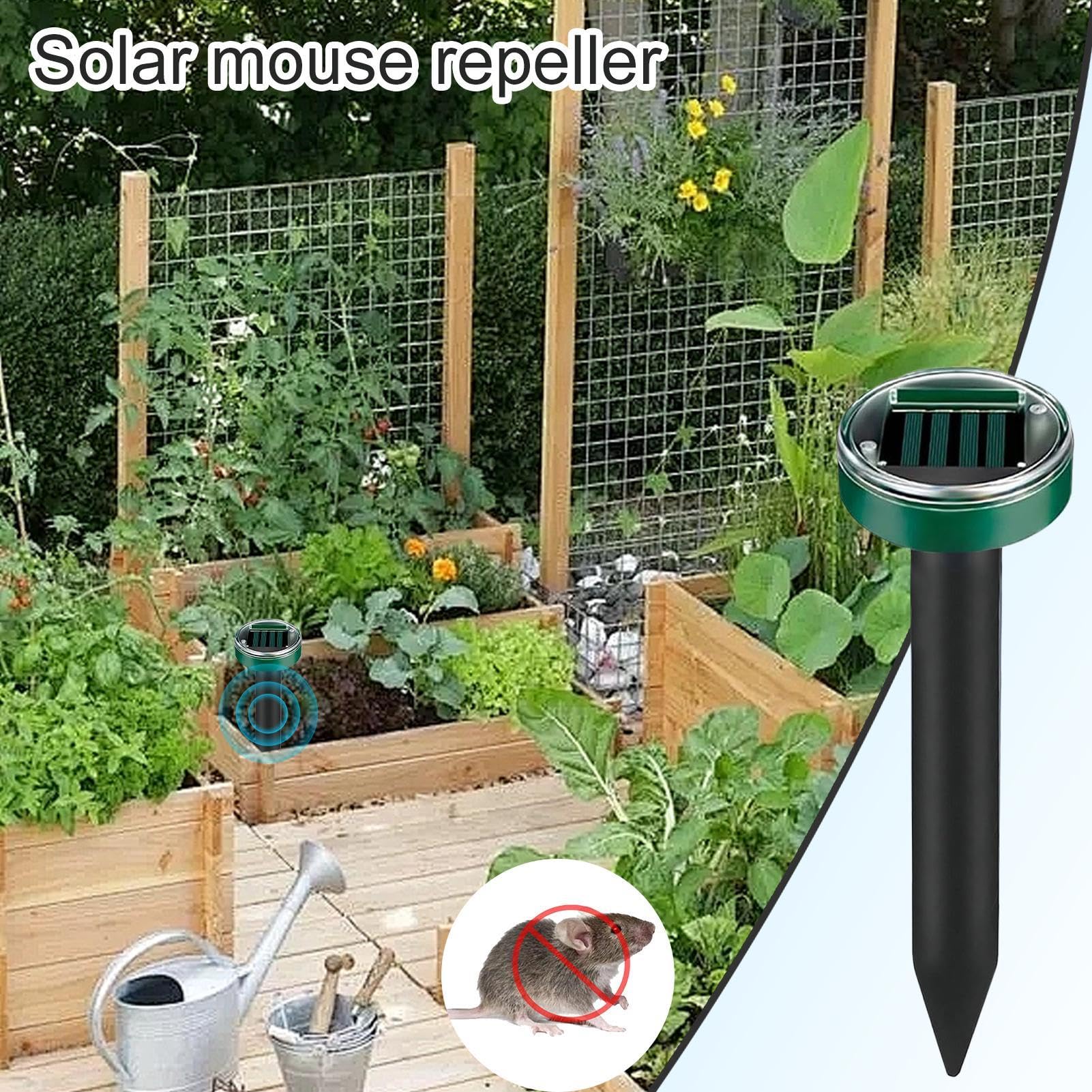 Piquets répulsifs Anti-Taupes – Serpent à ultrasons d'extérieur | 6 x piquets de Dissuasion étanches pour Cour, Jardin, pelouse