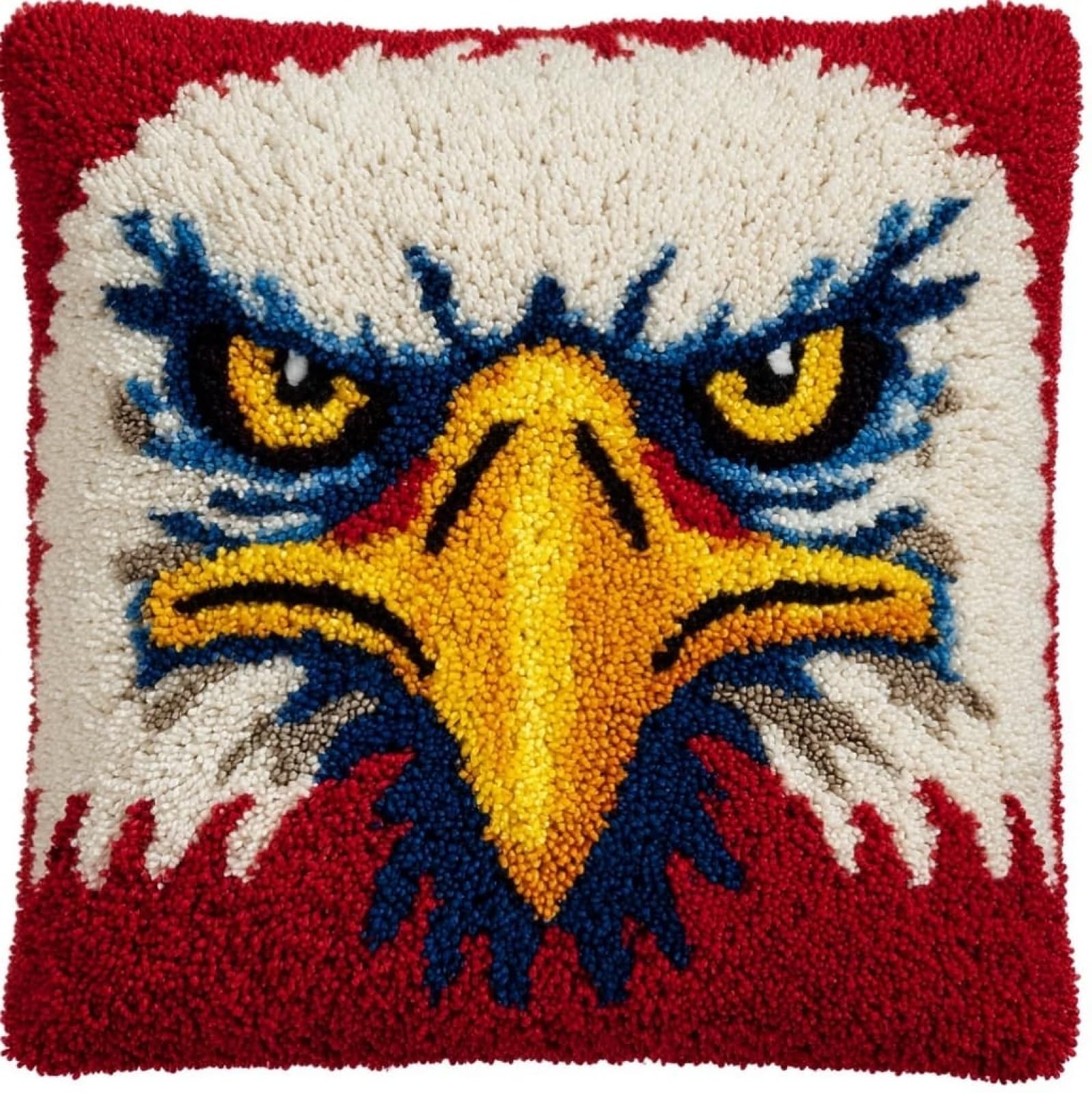 Axiangzik 17X17in Latch Hook Kits For Adults Beginners,Bald Eagle (Animal Bird) Diy Crochet And Latch Kits Pillow Cover For Home Sofa Decoration,Includes Instructions