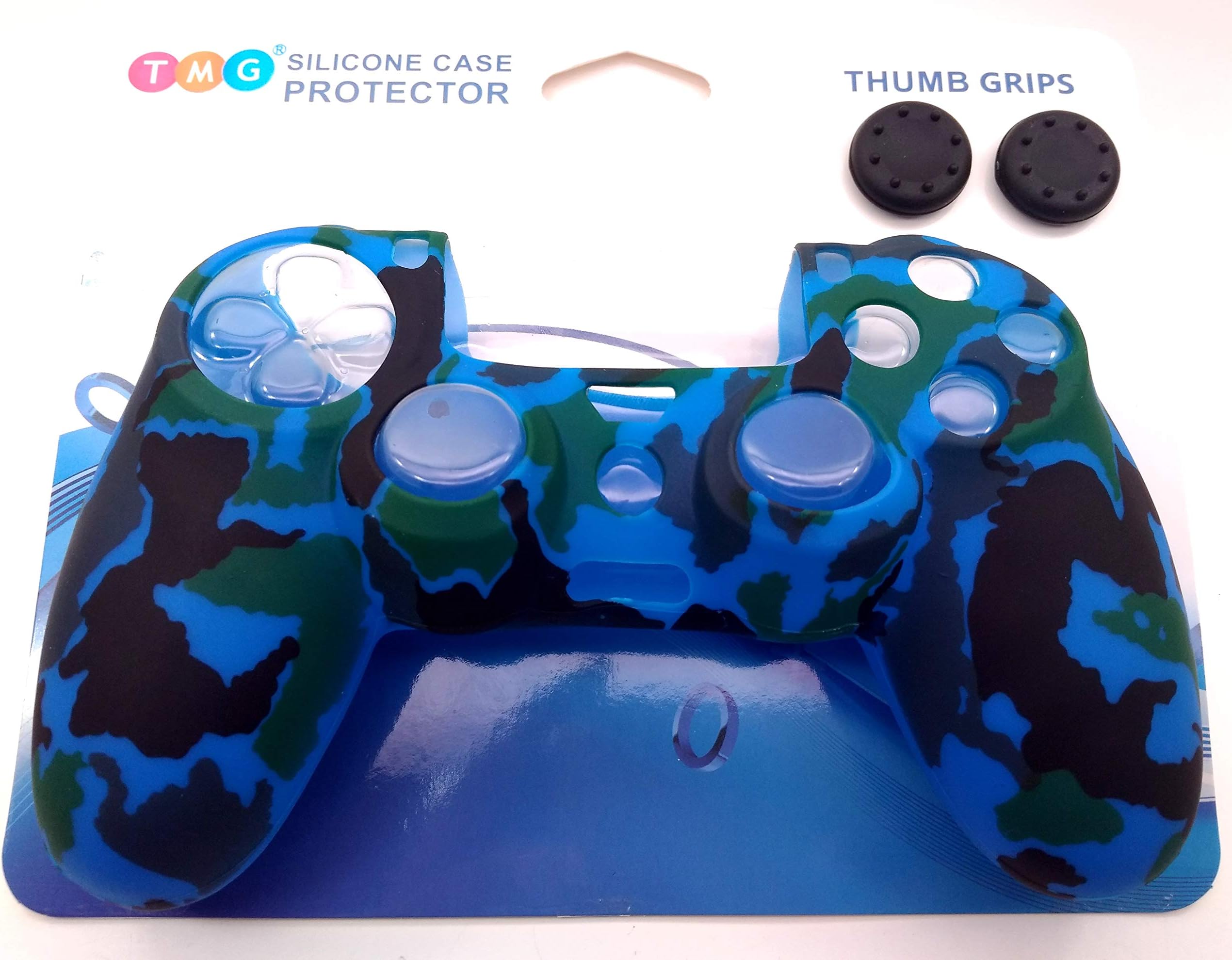 TMG Army Camouflage Theme Silicone Protective Skin Case Cover for PS4 Controller High Quality Protective Silicone Cover Case Sleeve Anti Slip Cover with 2 PC with Matching Thumb Grips)-Y