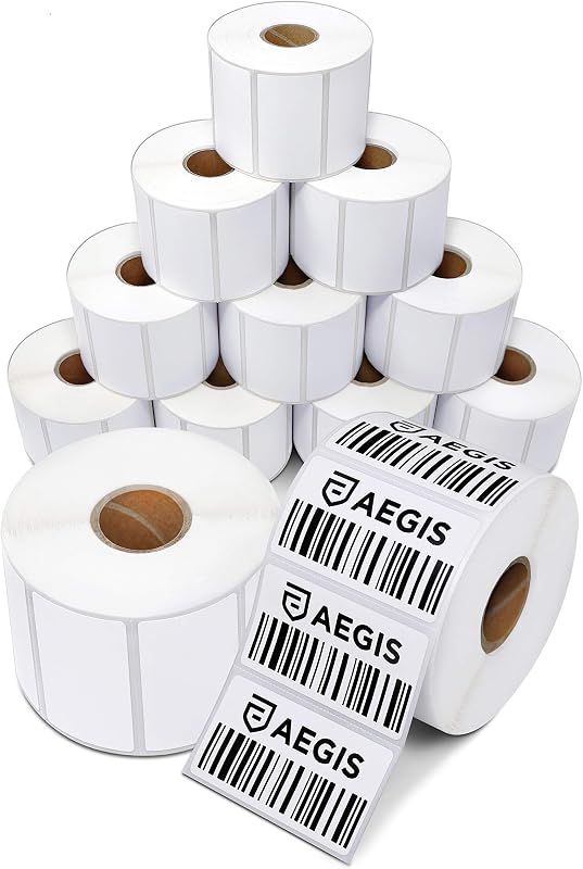 2.25" X 1.25" Direct Thermal Labels (12000 Count, 12 Rolls) | UPC Barcode Stickers, Shipping Labels, FNSKU SKU Stickers - Compatible With Zebra and Rollo Printers - Aegis Adhesives