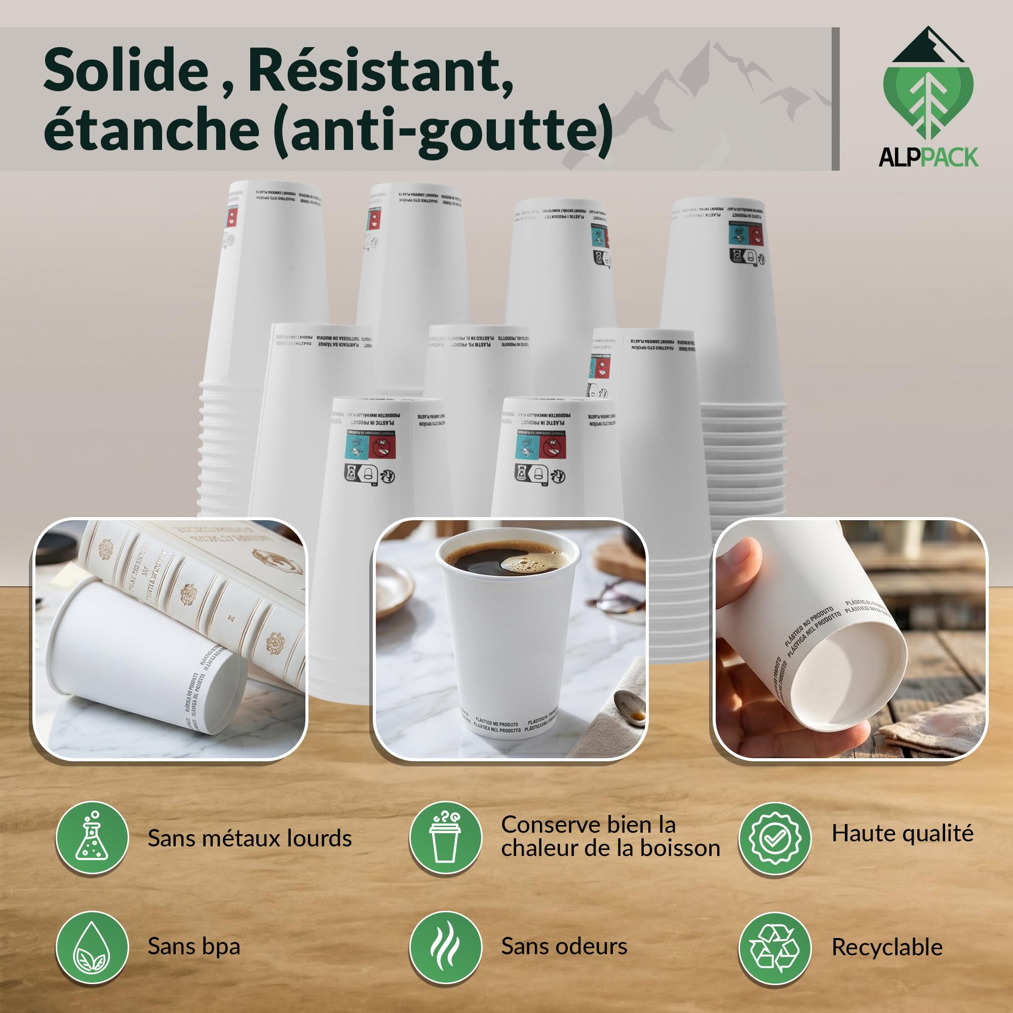 Juego de 1000 vasos desechables de cartón blanco 10 oz / 30-35 cl - vasos desechables para cócteles, jugos, bebidas calientes y frías, resistentes al calor, para fiestas, eventos y profesionales