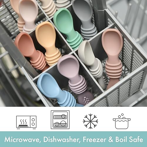 Miniatura 4 de PrimaStella Juego de cucharas de silicona de 6 piezas  Cucharas de alimentación de primera etapa  Suministros para destete de bebé  Libre de BPA