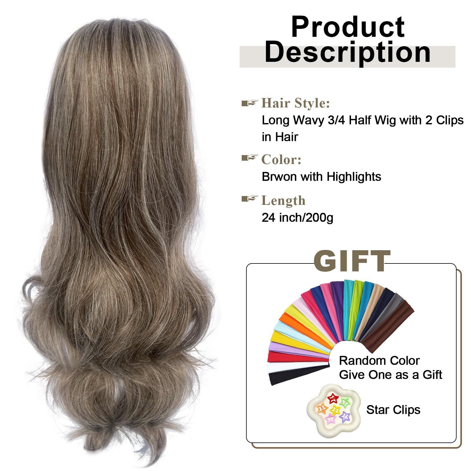 Brand New Wig- 3/4 Fall- CHOSE COLOR Extension Wig Bounce Blow-Out Closure Wig main image 2