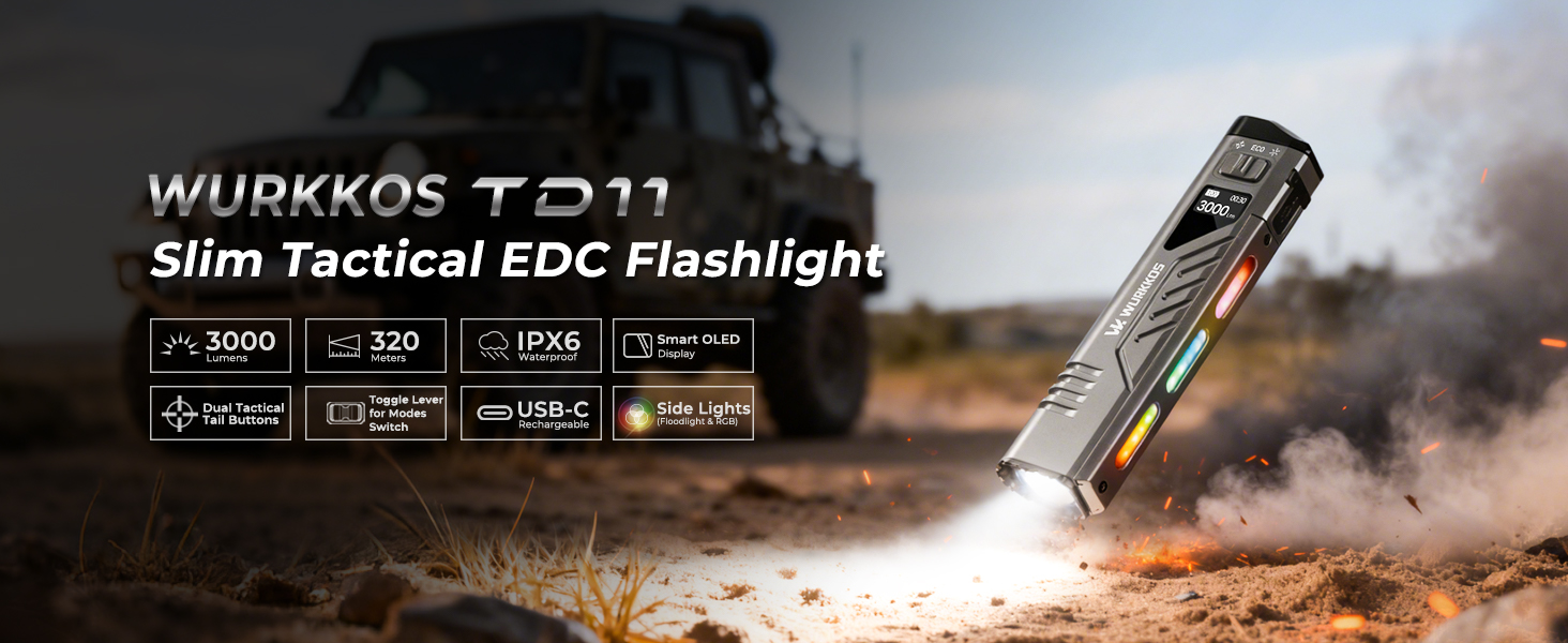 Amazon.com: Wurkkos TD11 Tactical Flashlight, 3000 Lumen Slim Flat
