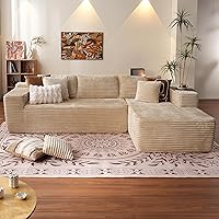 Vista 31 de ovios Sofá seccional Cloud de 104" con chaise en forma de L, sofá modular moderno con asiento profundo, sofás tapizados para sala de estar y Beige