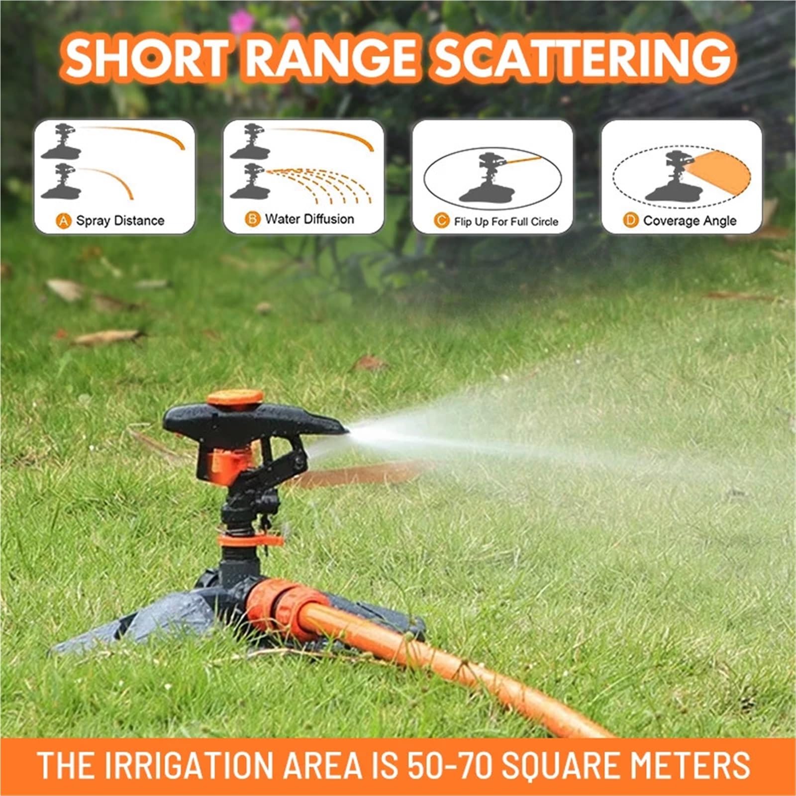Irrigatore Rotante Irrigatori automatici for irrigazione da giardino | Sistema di irrigazione con rotazione a 360° con ugello for piante da erba for cortile esterno agricolo(1pcs)