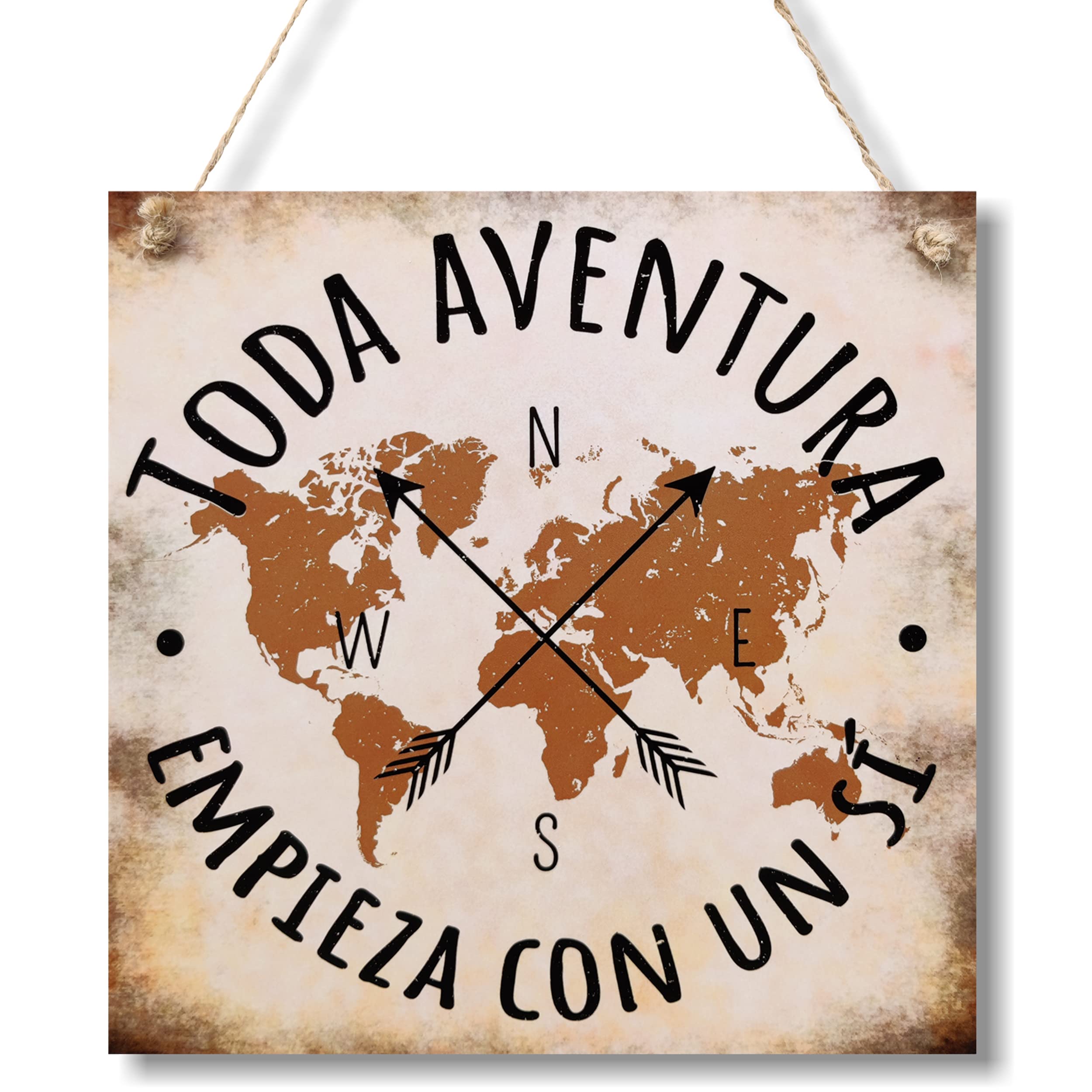 CARISPIBET Toda a aventura empienza con un sí cartel decorativo placas decorativas de pared 20 x 20 cm