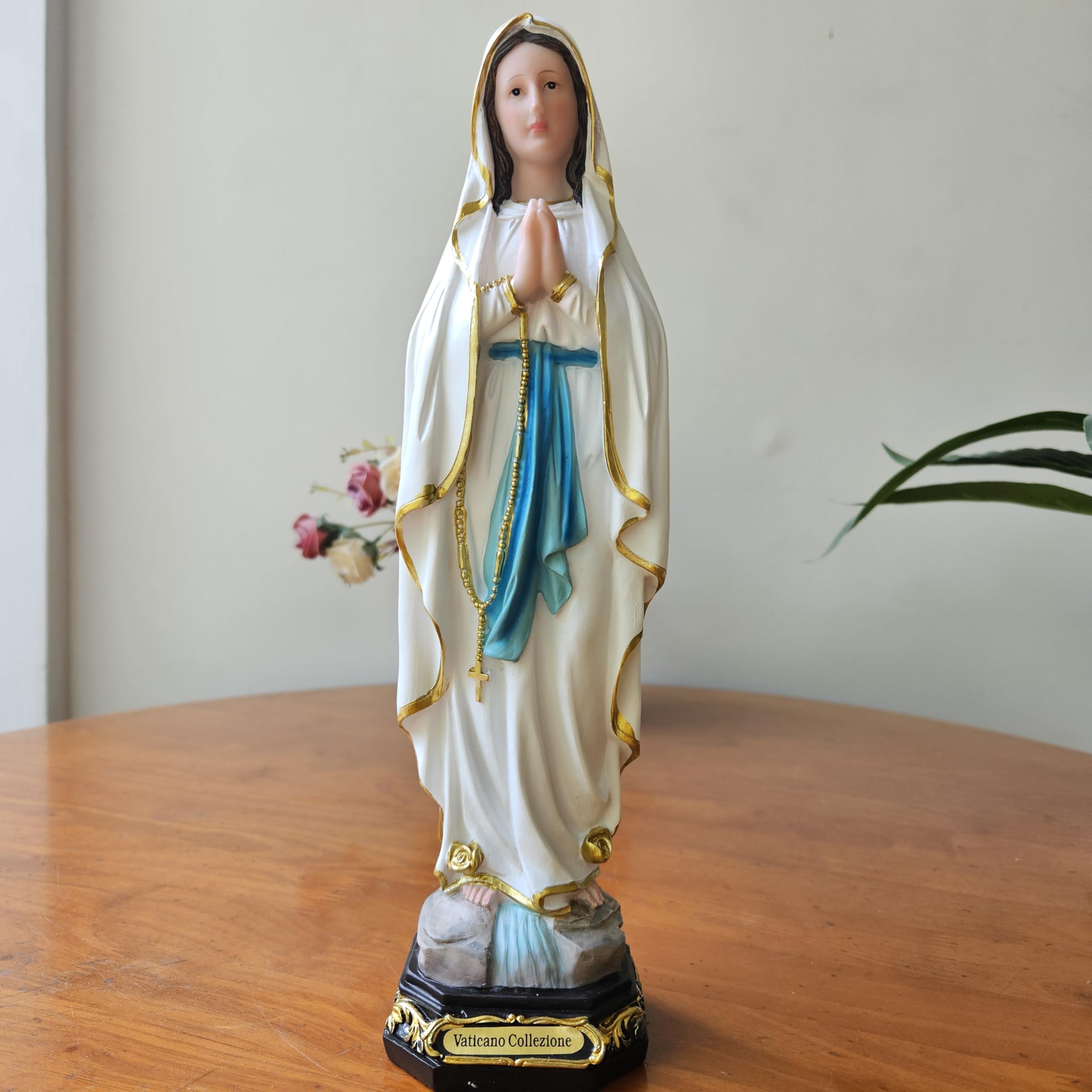 Breeze Handicrafts Resin Mother Mary Statues for Home Decor Our Lady of Lourdes Mary Christian Idols and Figurines of Showpiece Virgin Mary Idol for Home Decor (Height 31 cm) PRST 77