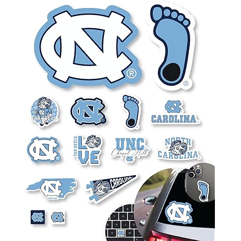 UNC Stickers for Gift, Car, Water Bottle, Laptop, and Phone for Tar Heels Football ...