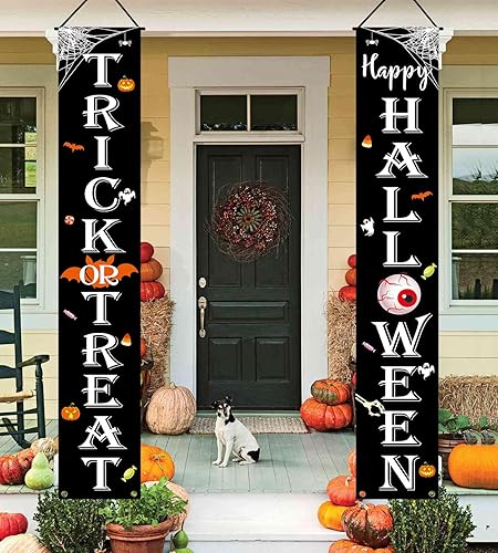 Miniatura 8 de Decoraciones de Halloween al aire libre de "Trick or Treat" ("Trick or Treat" Happy HALLOWEEN) cartel para porche, decoración de puerta de Halloween