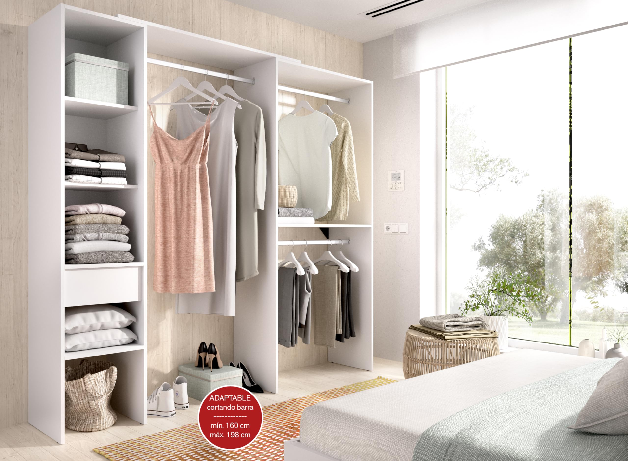 DEKIT GRUPO RIMOBEL SUIT - Vestidor con doble montaje lineal o rincón - BLANCO - 187 x 98,1 x 41,8