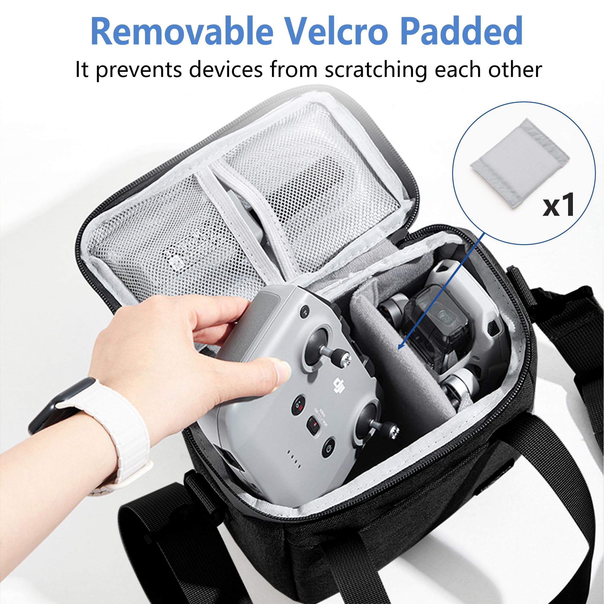 Sacoche de Transport pour Drone DJI Mini 4K/2 SE - Étui Imperméable Oxford avec Compartiment Accessoires & Télécommandes, Sangle Réglable et Poignée (Noir)