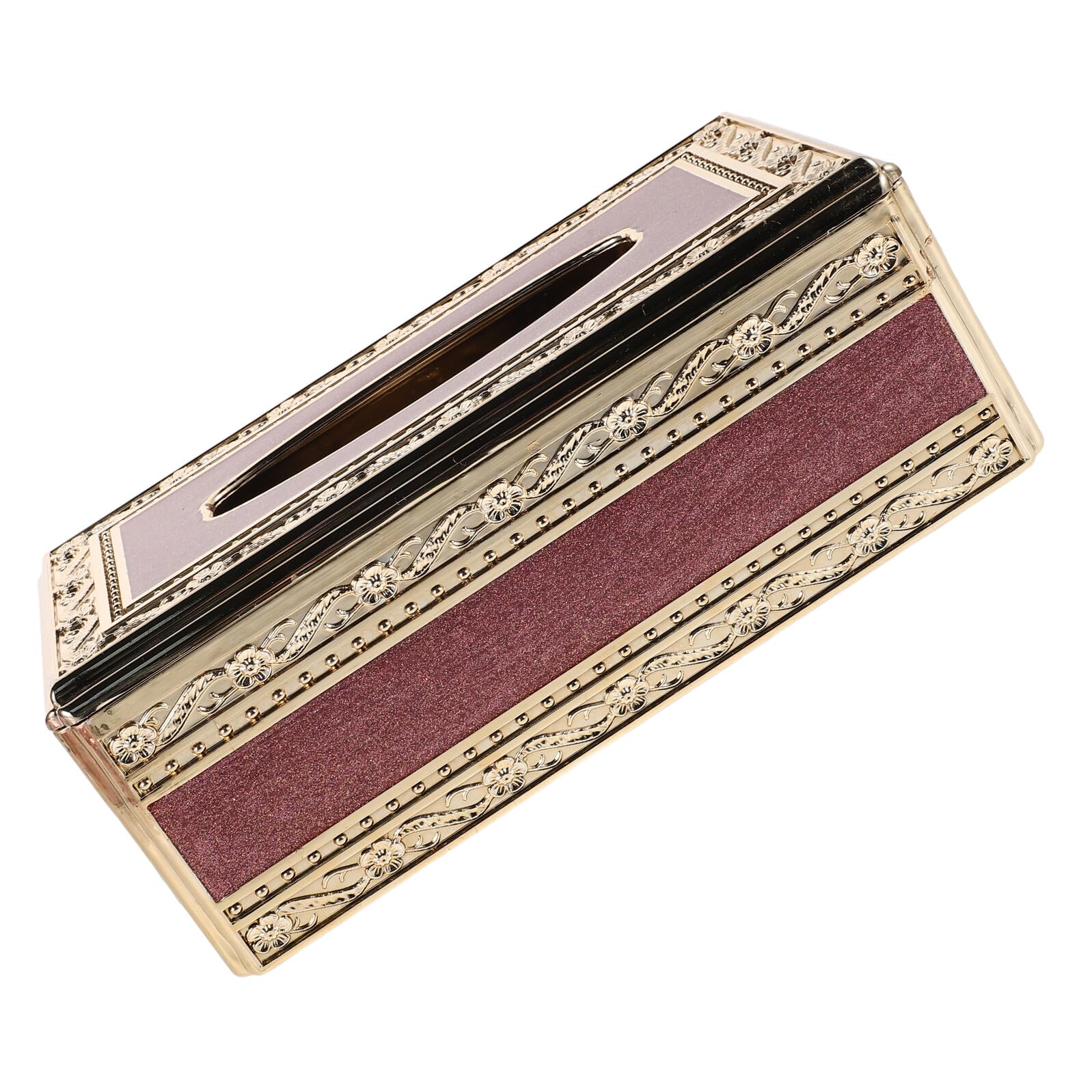 Boîte à mouchoirs rectangulaire 25x13cm design doré rouge pour salon et bureau