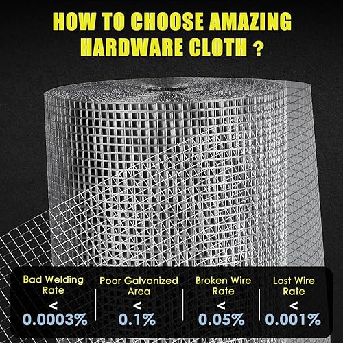 Miniatura 13 de GoldPeak Paño de hardware, 60 pulgadas x 100 pies con malla de 1/2 pulgada calibre 19 – valla de alambre de pollo galvanizado rollo de malla